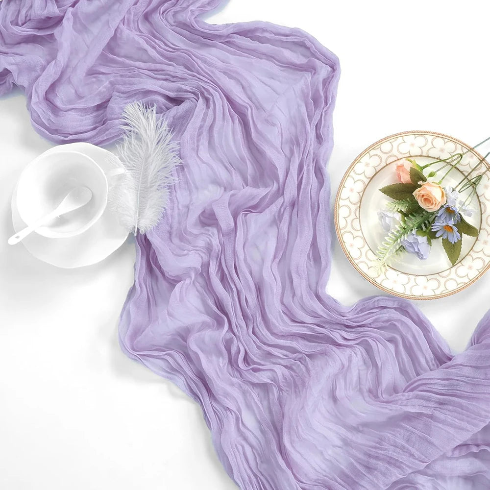 LILAVIA - Lilac Gauze Table Runner for Soft Bohemian Tablescapes