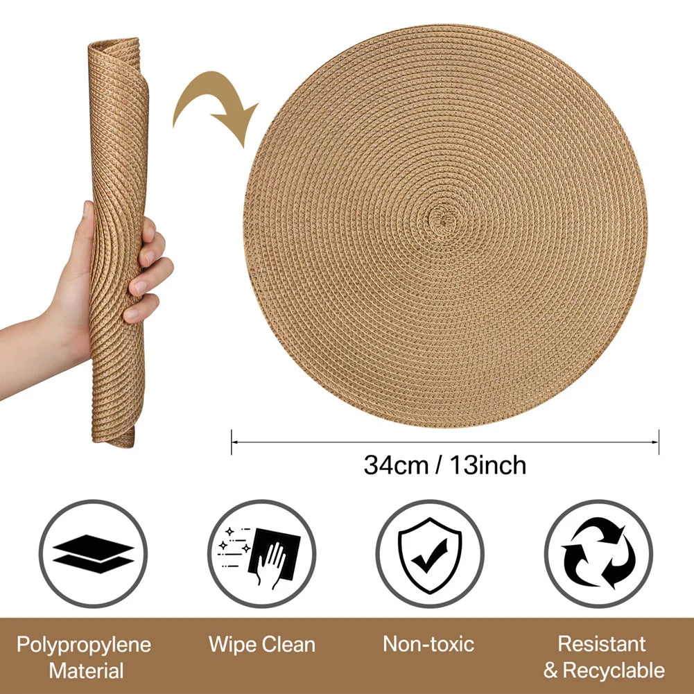 WEVLYRA - Braided Placemat and Coaster Set for Table Protection