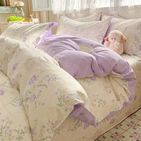 High Quality Cotton Luxury Floral Style Bedding Set 100% Cotton Duvet Cover Set 1 Duvet Cover 2 Pillow Shams Single/Double/King