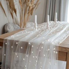 CHIFFARA - Pearl Chiffon Table Runner for Graceful Table Styling