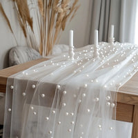 CHIFFARA - Pearl Chiffon Table Runner for Graceful Table Styling