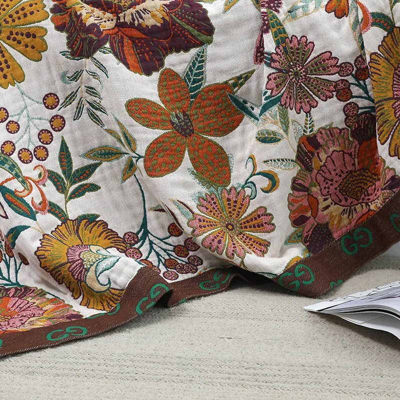 BLOMIRA - Floral Cotton Gauze Throw for Soft Statement Seating