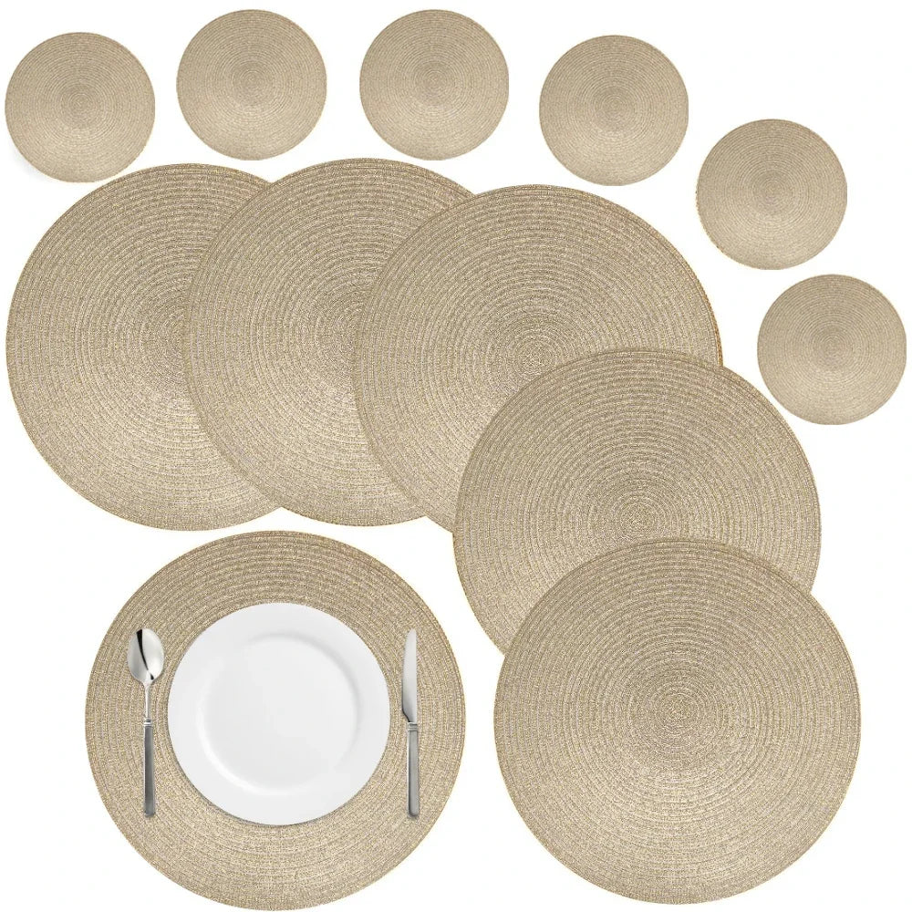 WEVLYRA - Braided Placemat and Coaster Set for Table Protection