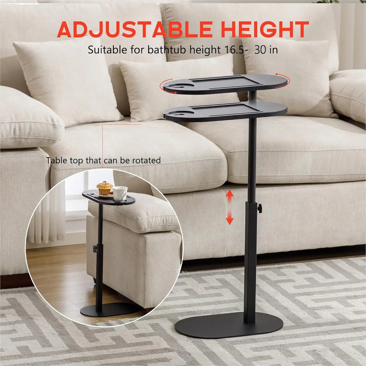 TUBORIA - Adjustable Bamboo Bath Table for Essentials Within Reach