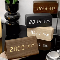 WOODSENSE – LED Wooden Clock with Voice Control for Stylish Time Display