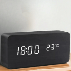 WOODSENSE - Wooden LED Alarm Clock with Sound-Activated Display