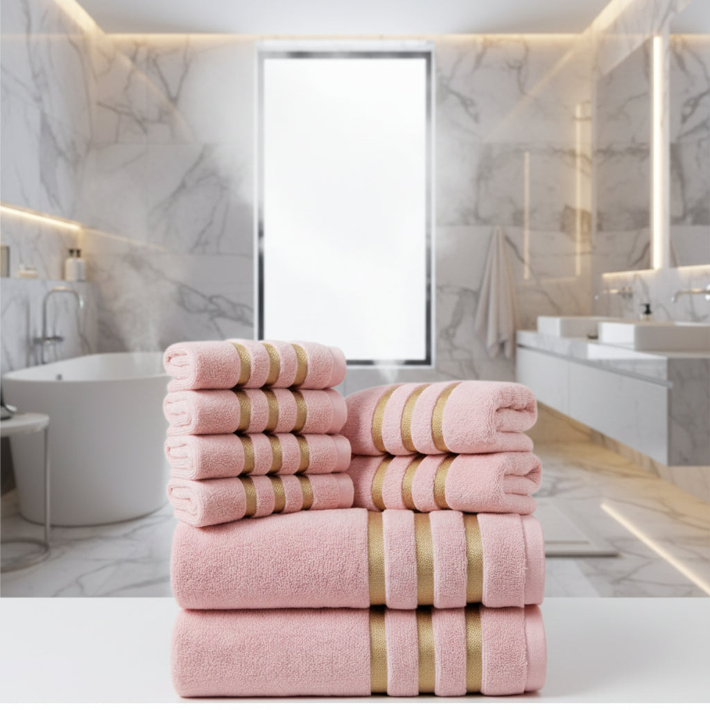 LUXEBLISS - 8-Piece Cotton Towel Set for Soft, Quick-Drying Comfort