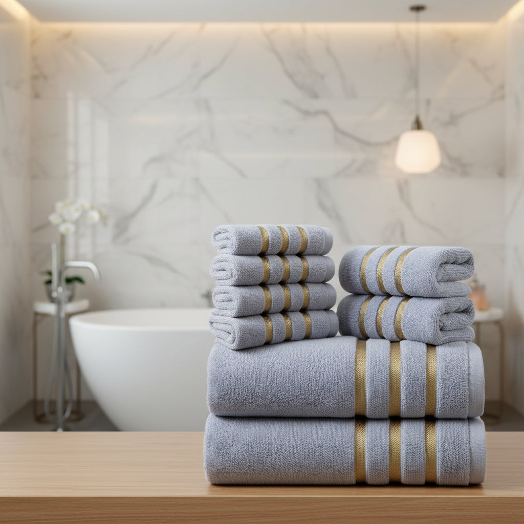 LUXEBLISS - 8-Piece Cotton Towel Set for Soft, Quick-Drying Comfort