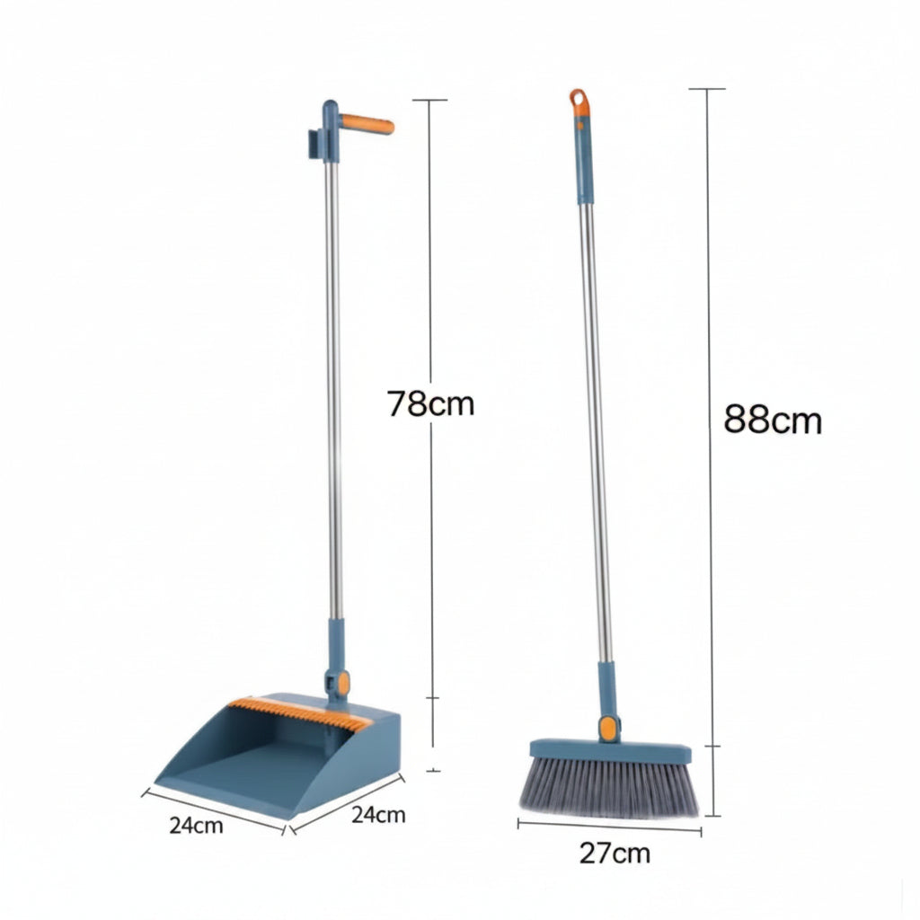 BRISTORA - Rotating Broom and Dustpan Set for Bend-Free Cleaning