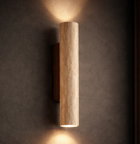 OCS - Ayumu Japandi Wandlamp van Natuursteen - Travertijn & Houten Detail