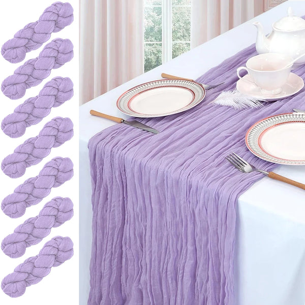 Lilac Purple Lavender Cheesecloth Table Runner Wedding Party Boho Rustic Gauze Table Runner Bridal Shower Birthday Decorations