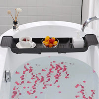 Expandable Drain Bath Shelf Caddy Tray Multifunctional Plastic Bathtub Tray Bathroom Organizer Simple Stylish Bathtub Storage