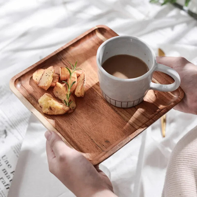ACAVORA - Acacia Wood Serving Tray for Elegant Table Displays