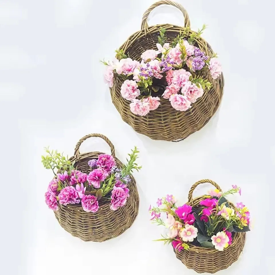 WICKORA - Wicker Wall Planter for a Striking Floral Display