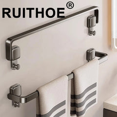 TOVELIQ - Folding Suction Towel Bar for Space-Saving Bathroom Storage