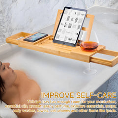 SOAKIVA - Adjustable Bamboo Bath Tray for Relaxed Soaking