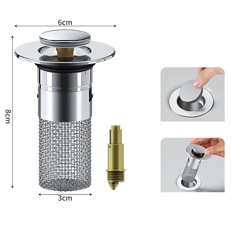 DRAIVEL - Polished Pop-Up Drain Stopper That Traps Hair and Prevents Clogs