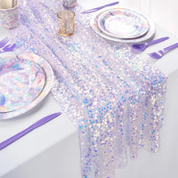 Sequin Iridescent Table Runner Boho Table Runners Glitter Sequin Tablecloth for Party Wedding Summer Mermaid Birthday Decoration