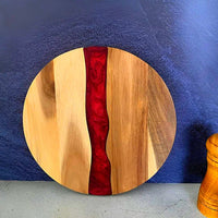 RESILORA - Round Wood And Resin Serving Board For Elegant Hosting