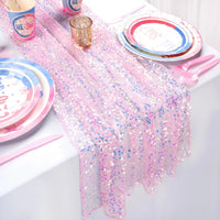 Sequin Iridescent Table Runner Boho Table Runners Glitter Sequin Tablecloth for Party Wedding Summer Mermaid Birthday Decoration