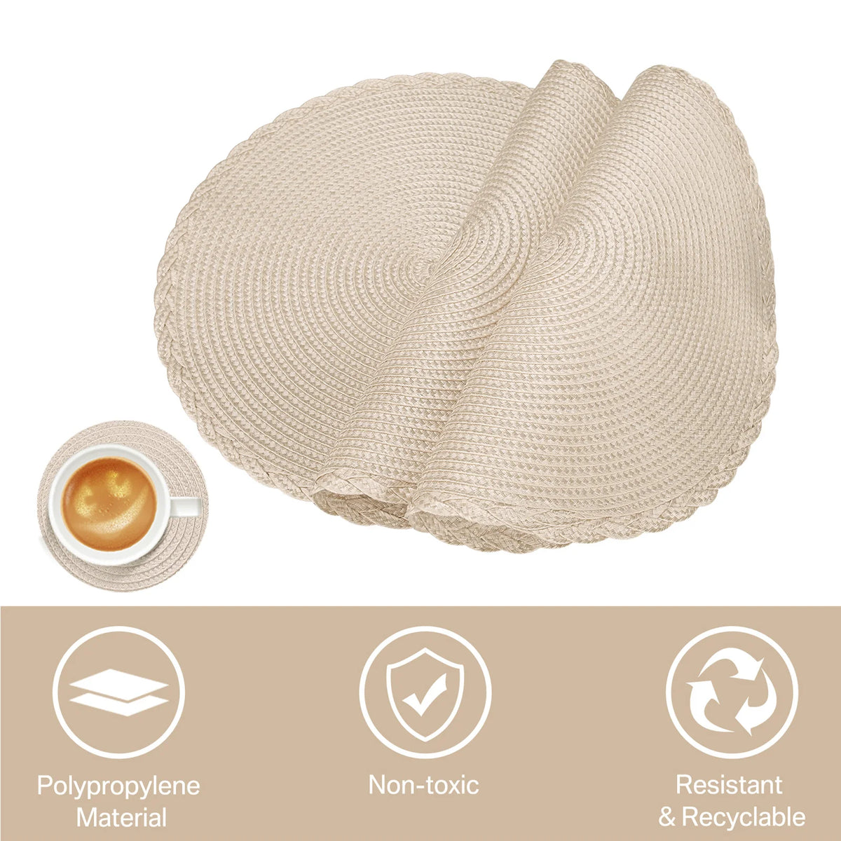 WEVLYRA - Braided Placemat and Coaster Set for Table Protection