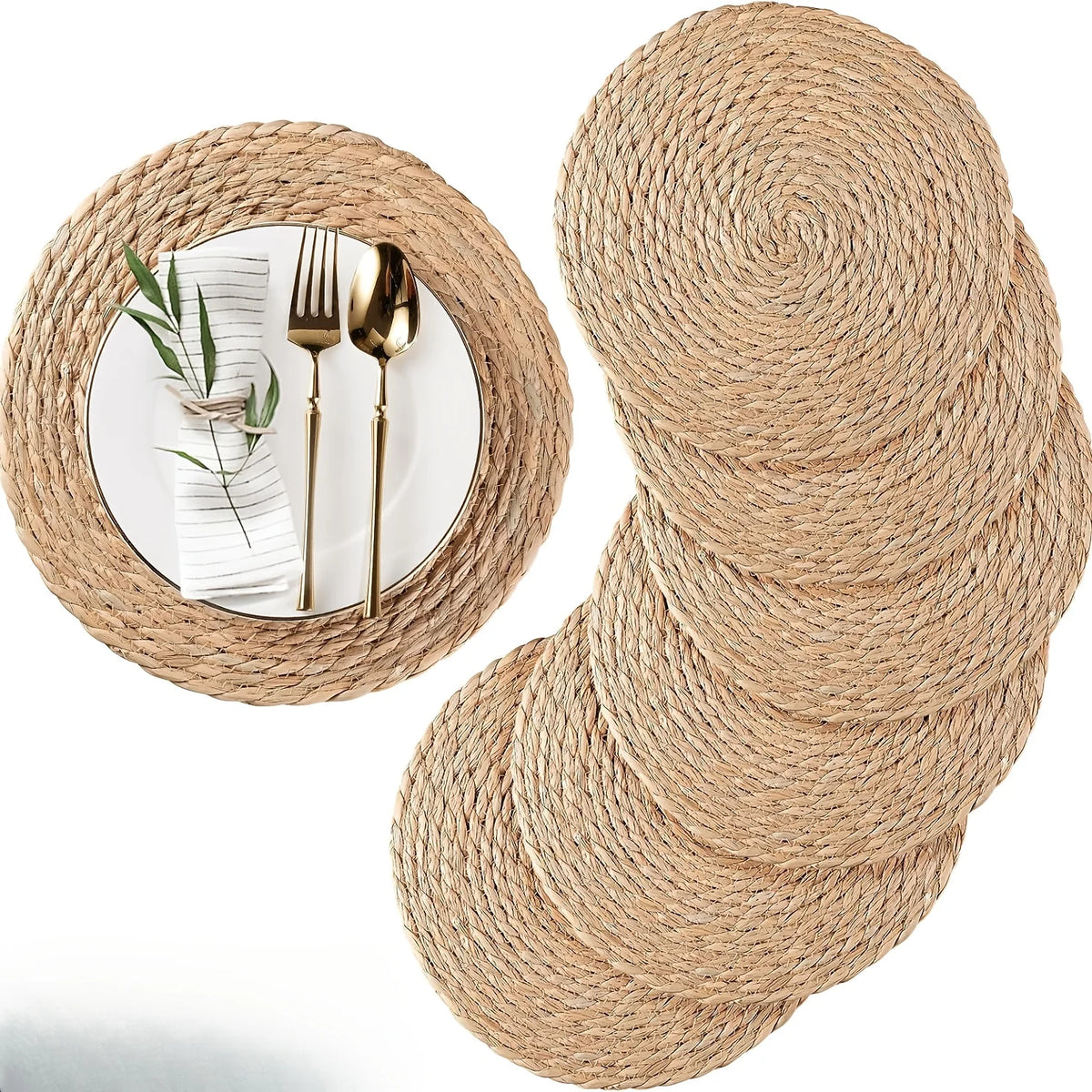 WEAVLORA - Handwoven Rattan Placemats That Protect Dining Tables