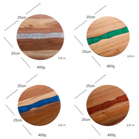 RESILORA - Round Wood And Resin Serving Board For Elegant Hosting