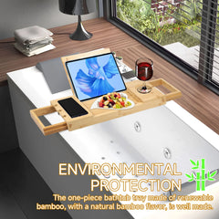 SOAKIVA - Adjustable Bamboo Bath Tray for Relaxed Soaking