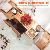 TUBLORA - Extendable Bamboo Bath Caddy for Calm, Organized Soaking