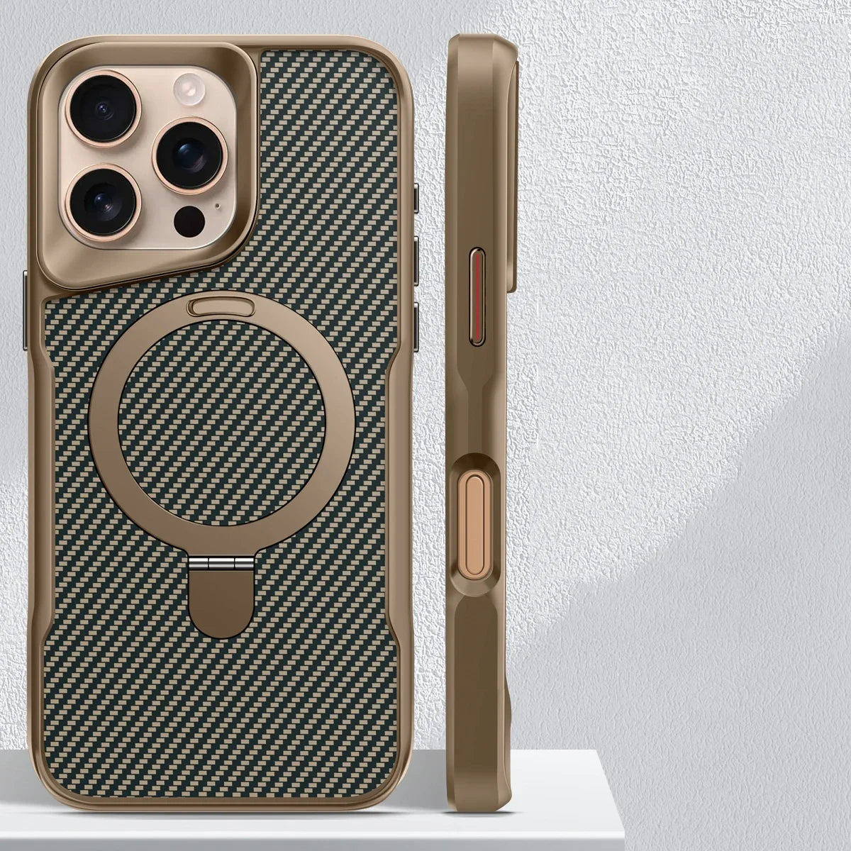 KARBIVO - Carbon Fiber Phone Case With Magnetic Charging Stand