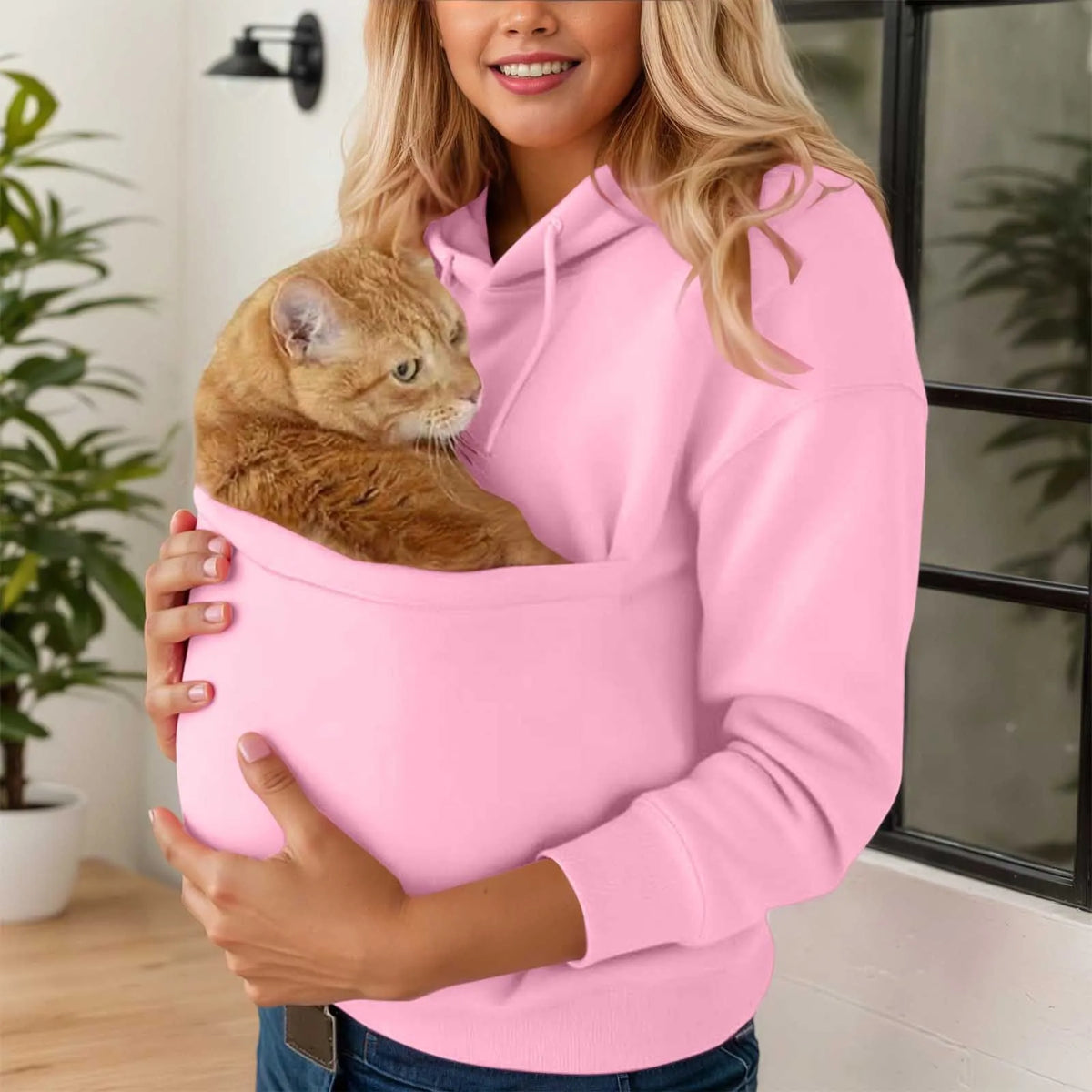 PAWNUVA - Pet Pocket Hoodie for Cozy Hands-Free Cat Carrying
