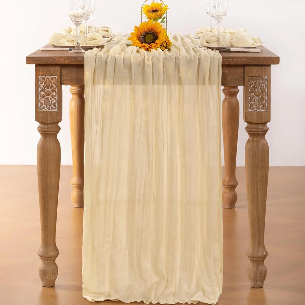 LILAVIA - Lilac Gauze Table Runner for Soft Bohemian Tablescapes