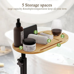 BAMVIRA - Adjustable Bamboo Bath Side Table for Relaxed Soaking