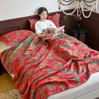 WASART Pure cotton twel muslin quilt sofa blanket bohemian floral print luxury double bed summer bedspread thin duvet king size