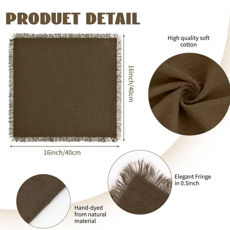CLOVYRA - Cotton Linen Napkin Set for Rustic Table Settings