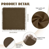 Packs Brown Napkins 16x16 Inch, Cotton Linen Handmade Cloth Napkins Bulk with Fringe Soft Rustic Boho Napkins for Wedding, Party