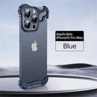 Luxury Alien Titanium Alloy Bumper Phone Case For iPhone 15 13 12 14 Pro Max 15Plus Metal Lens Film Protection Corner Pads Cover