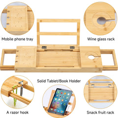 SOAKIVA - Adjustable Bamboo Bath Tray for Relaxed Soaking