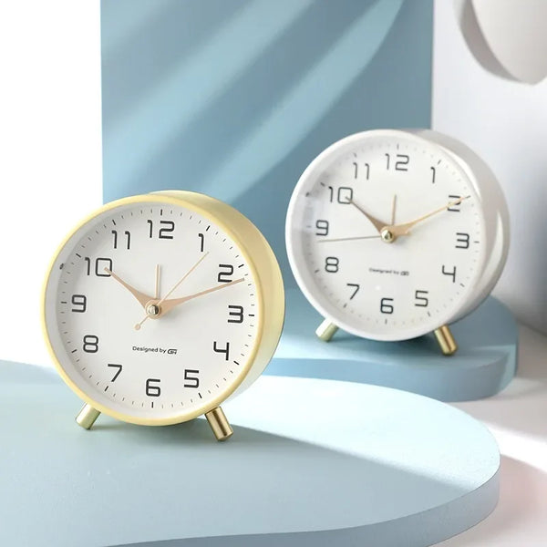 Nordic Light Luxury Quiet Alarm Clock Students Use A Simple Clock with A Frosted Metal Table Alarm Clock