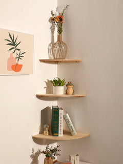 CORVYNE - Solid Pine Corner Shelf for Artful Space-Saving Display