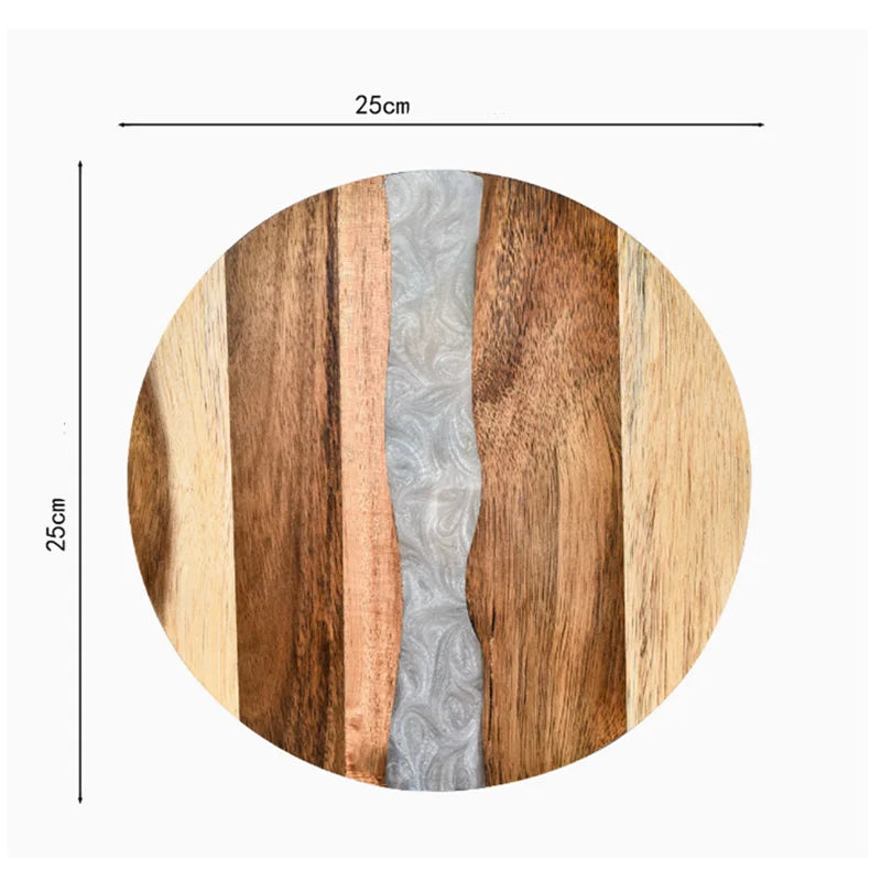 RESILORA - Round Wood And Resin Serving Board For Elegant Hosting