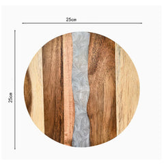 RESILORA - Round Wood And Resin Serving Board For Elegant Hosting
