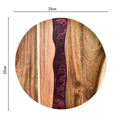 RESILORA - Round Wood And Resin Serving Board For Elegant Hosting
