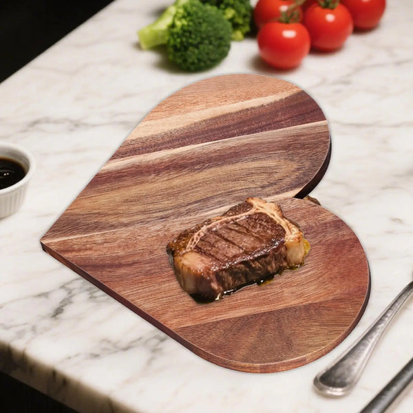 Wooden Heart Shaped Cutting Board 35.5x29.5cm for Valentine’S Dinner Smooth Surface Multipurpose Portable Serving Platter
