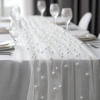 CHIFFARA - Pearl Chiffon Table Runner for Graceful Table Styling