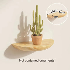 CIRVAYA - Solid Wood Semicircle Shelf for Artful Wall Storage