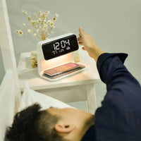 Nachtlampje met LCD Wekker en Draadloze Oplader 3-in-1 Touch Bediening