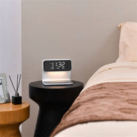 Nachtlampje met LCD Wekker en Draadloze Oplader 3-in-1 Touch Bediening