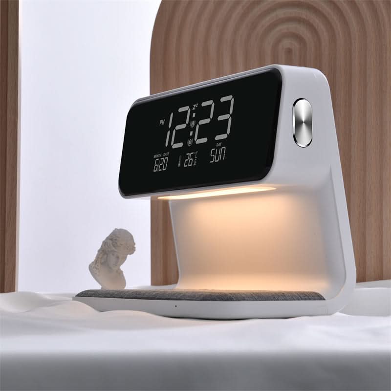 NOCYLUM - Space-Saving Bedside Lamp, Alarm Clock And Wireless Charger