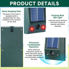 SONICGUARD - Solar Ultrasonic Bird Repeller for Peaceful Outdoor Spaces